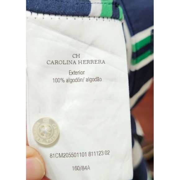 Carolina Herrera Striped Cotton Belted Shirt Dress Top 2 Multicolor Button Down - Picture 9 of 16